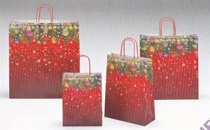 Taška dárková vánoční 27x12x37 cm červená girlanda